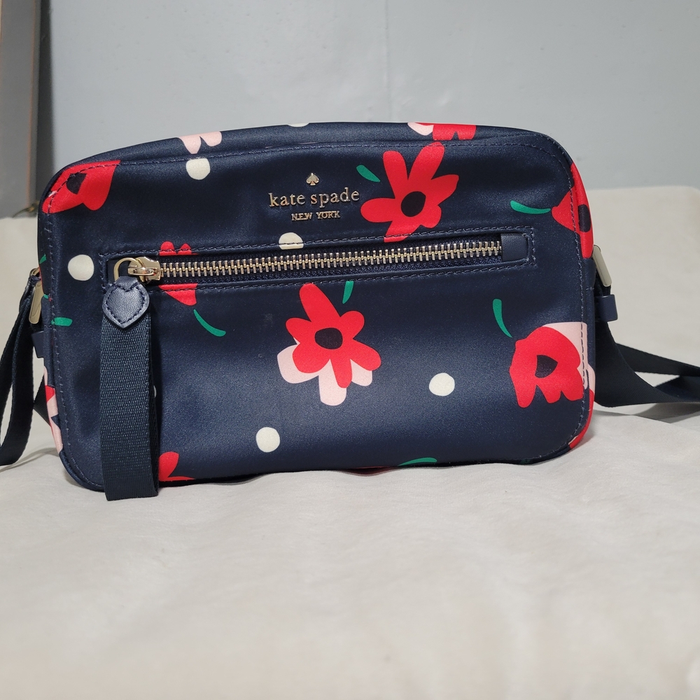 Kate Spade Navy and Red Floral Crossbody Bag